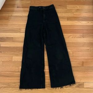 Zara Marine straight jeans in black, high waisted with wide leg, size 4